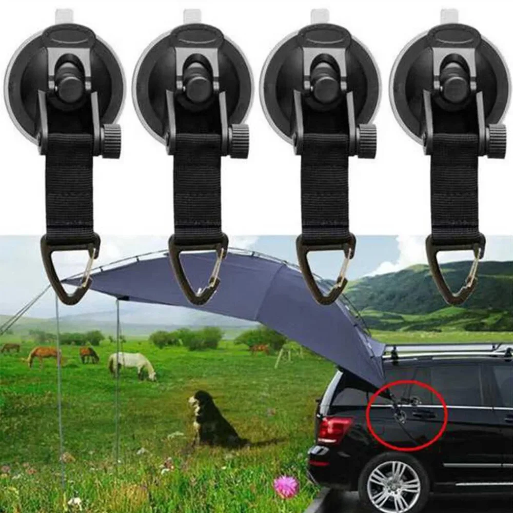 4Pcs Car Tent Suction Cups Buckle Side Round/Triangular Awning Anchors Outdoor Camping Tent Suckers Anchor Securing Hook