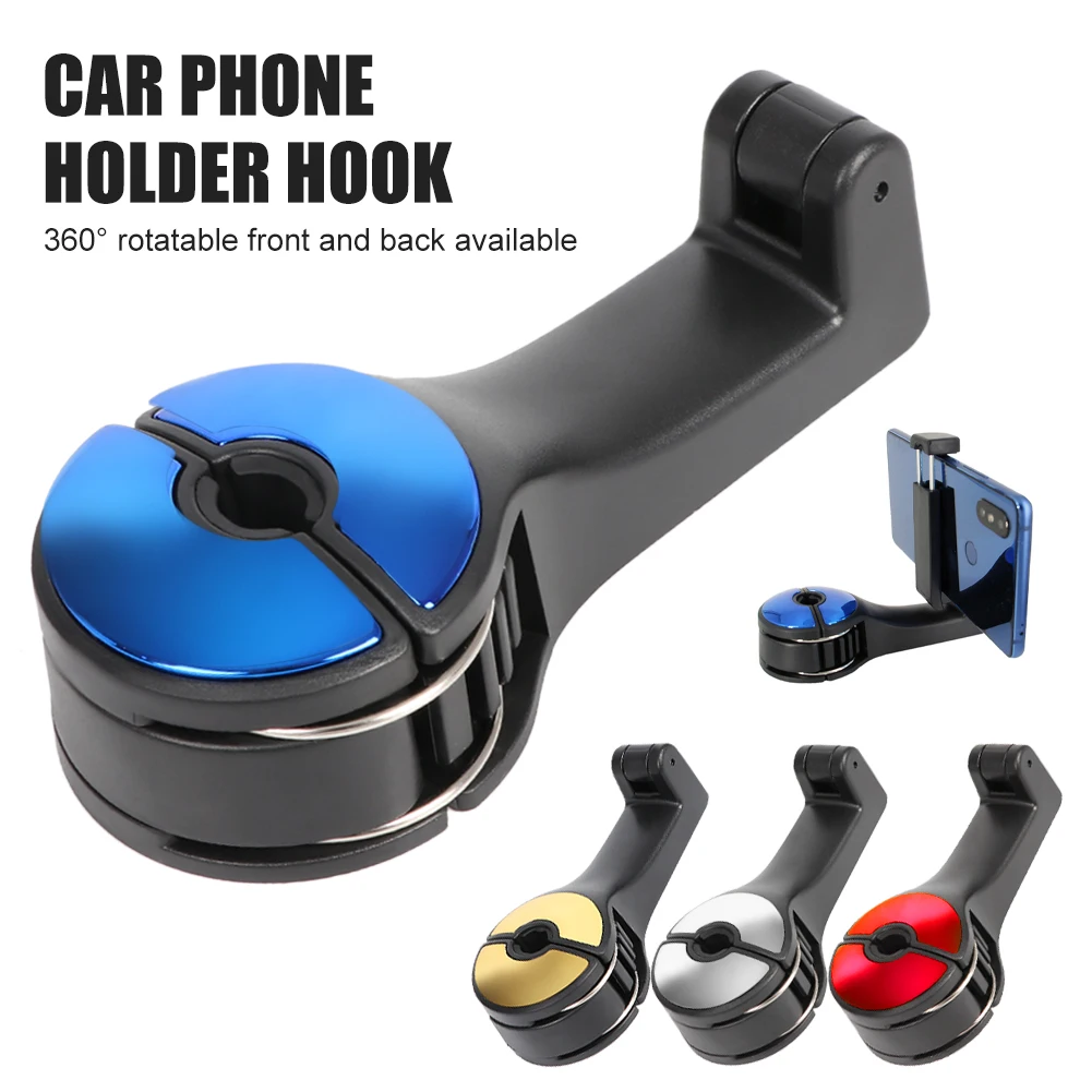 4 Colors Car Headrest Hidden Hook With Phone Holder Car Seat Back Hanger Portable Storage Hook Phone Holder Auto Fastener Clip