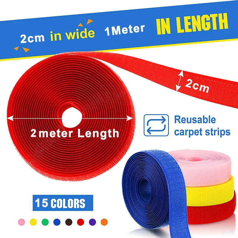 2M/Pairs Colorful Sew On Hook and Loop Tape Non-Adhesive Fastening Nylon Fabric Tape DIY Craft Interlocking Tape Sewing Fastener