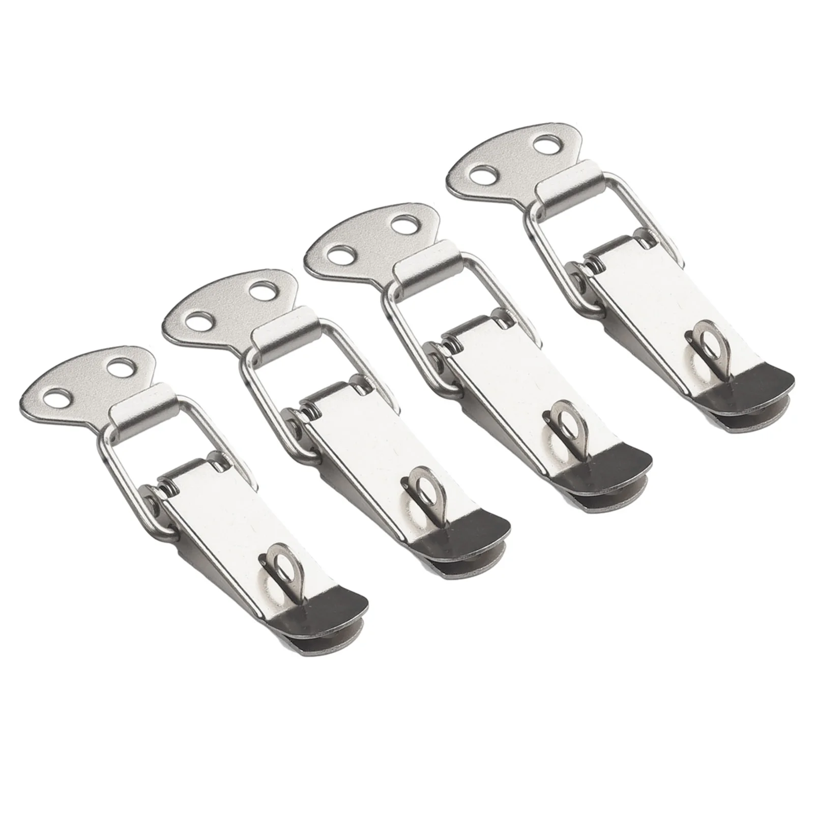 4Pcs Latch Catch Duck-mouth Buckle Hook Wooden Box Hasps Clamp Stainless Steel Spring Catch Clasp Loaded Draw Toggle Clamp Hasps
