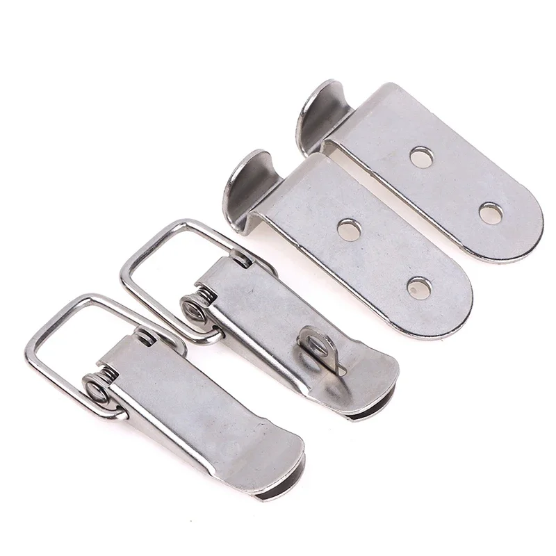 2pcs 90 Degrees Duck-mouth Buckle Hook Lock Stainless Steel Spring Loaded Draw Toggle Latch Clamp Clip Hasp Latch Catch Clasp