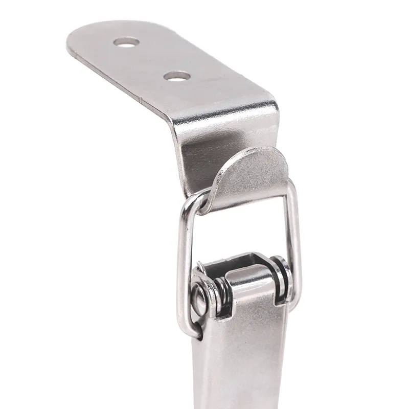 2/4pcs 90 Degrees Duck-mouth Buckle Hook Lock Stainless Steel Spring Loaded Draw Toggle Latch Clamp Clip Hasp Latch Catch Clasp
