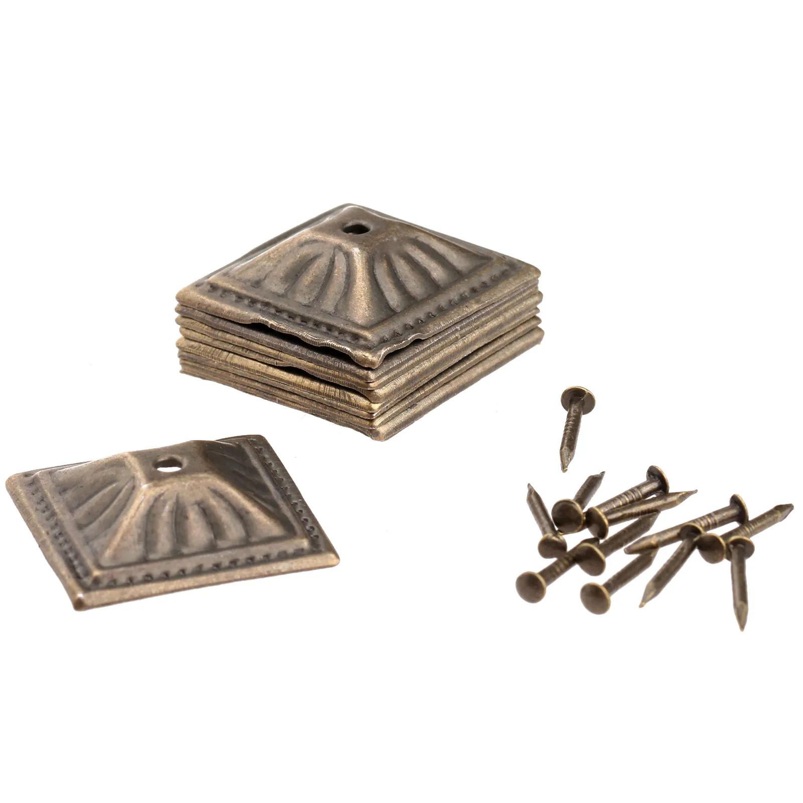 50Pcs Antique Bronze Square Nailhead Upholstery Decorative Nails Tack Stud Jewelry Wooden Box Furniture Pushpin Doornail 21x21mm