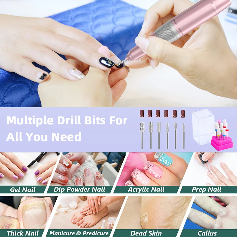 New 45000RPM Nail Drill Manicure Machine Rechargeable Electric Nail Sander With Pause Mode Nails Lathe Gel Cutting Remove Tool