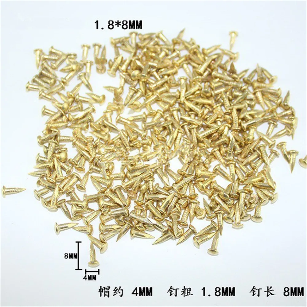 1pack Copper Brass Round Head Nail Self-tapping Screws for Furniture Hinge Jewelry Box Fastener Sofa Decorative Tack Hardware