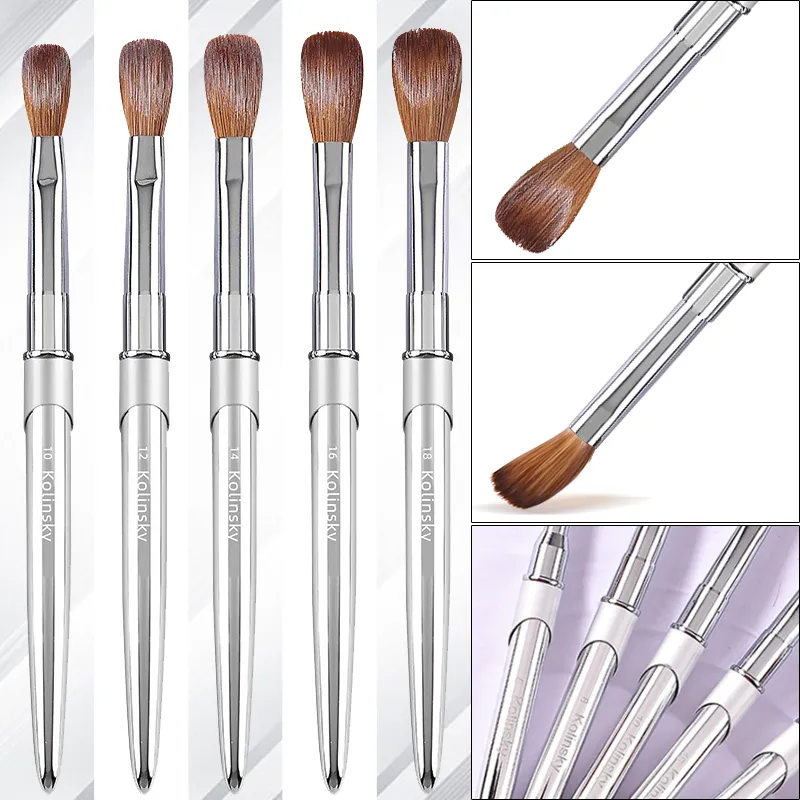 TIANMI 100% Pure Kolinsky Nail Brush Silver UV Gel Polish Nail Art Extension Builder Manicure Nail Pen Painting Drawing Brushes