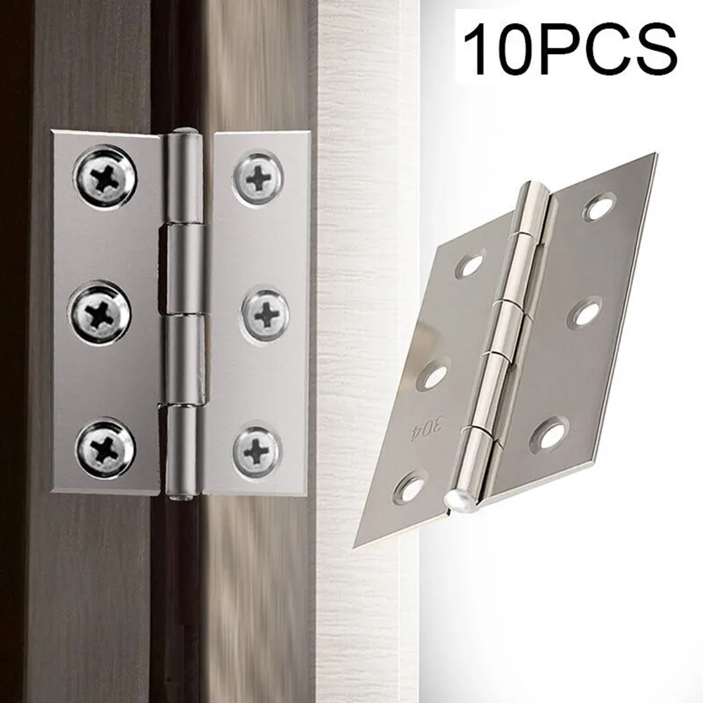 10pcs Stainless Steel Door Hinges Cabinet Doors Windows Wooden Box Flat Hinge Home Furniture Hardware