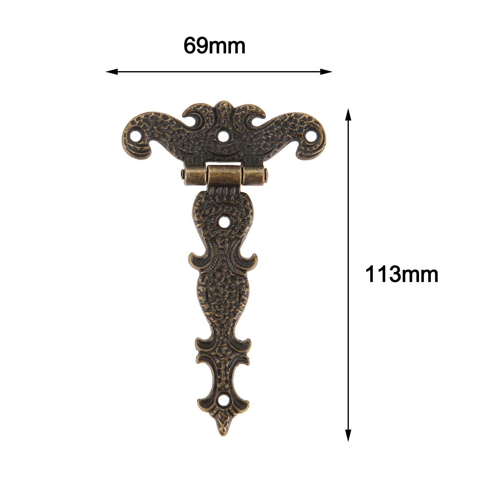 DRELD 2Pcs Vintage Brass Plated Big Decorative Hinge Cabinet Door Butt Hinges for Jewelry Wooden Box Furniture Fittings 113*69mm