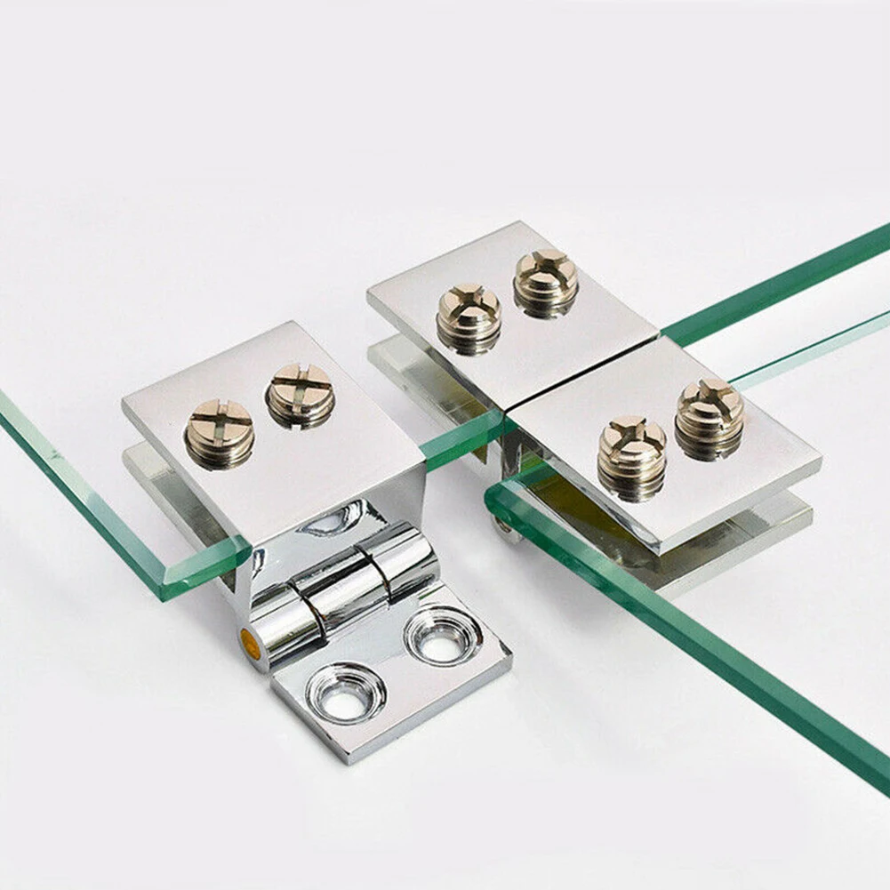 Glass Door Hinges Single Double Sides Clamp Bathroom Accessories No-hole Glass Door Hinges For Display Cabinet Hinges