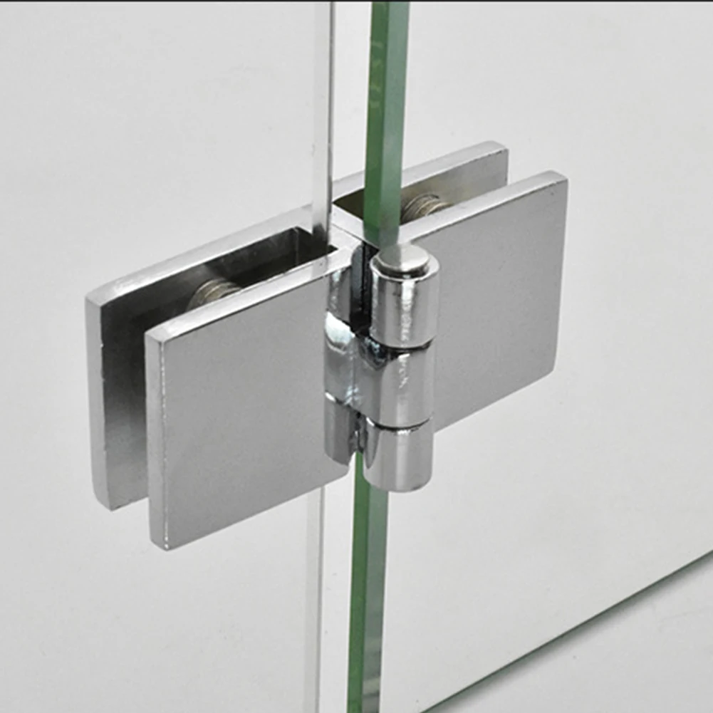 90 180 Degree Bilateral Clip Home Easy Install Glass Clamp Zinc Practical Durable Cabinet Door Hinge Bathroom Furniture Cupboard