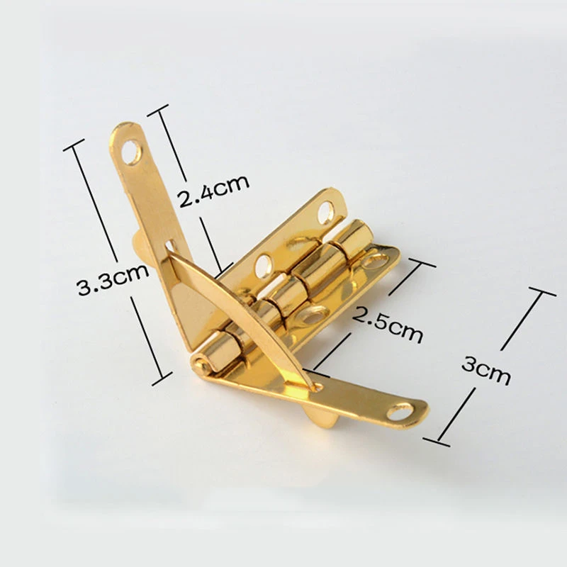 10pcs Antique Furniture Hinges Support Frame 90 Degree Angle Spring small Hinge Jewelry Wine Case Gift box lid fittings hardware