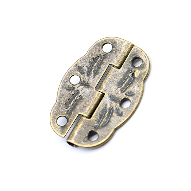 NAIERDI 4PCS Antique Bronze Hinges Cabinet Decorative Mini Hinge + 2PCS Small Antique Metal Lock For Jewelry Storage Wooden Box
