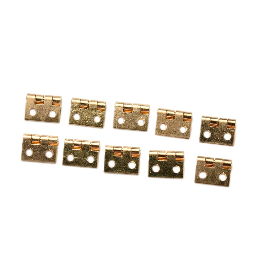 10 Pcs/lot 10*8MM Hand Tools Hardware Mini Cabinet Drawer Hinge Butt Hinge Copper Gold 4 Small Hinge Hole Household Decoration