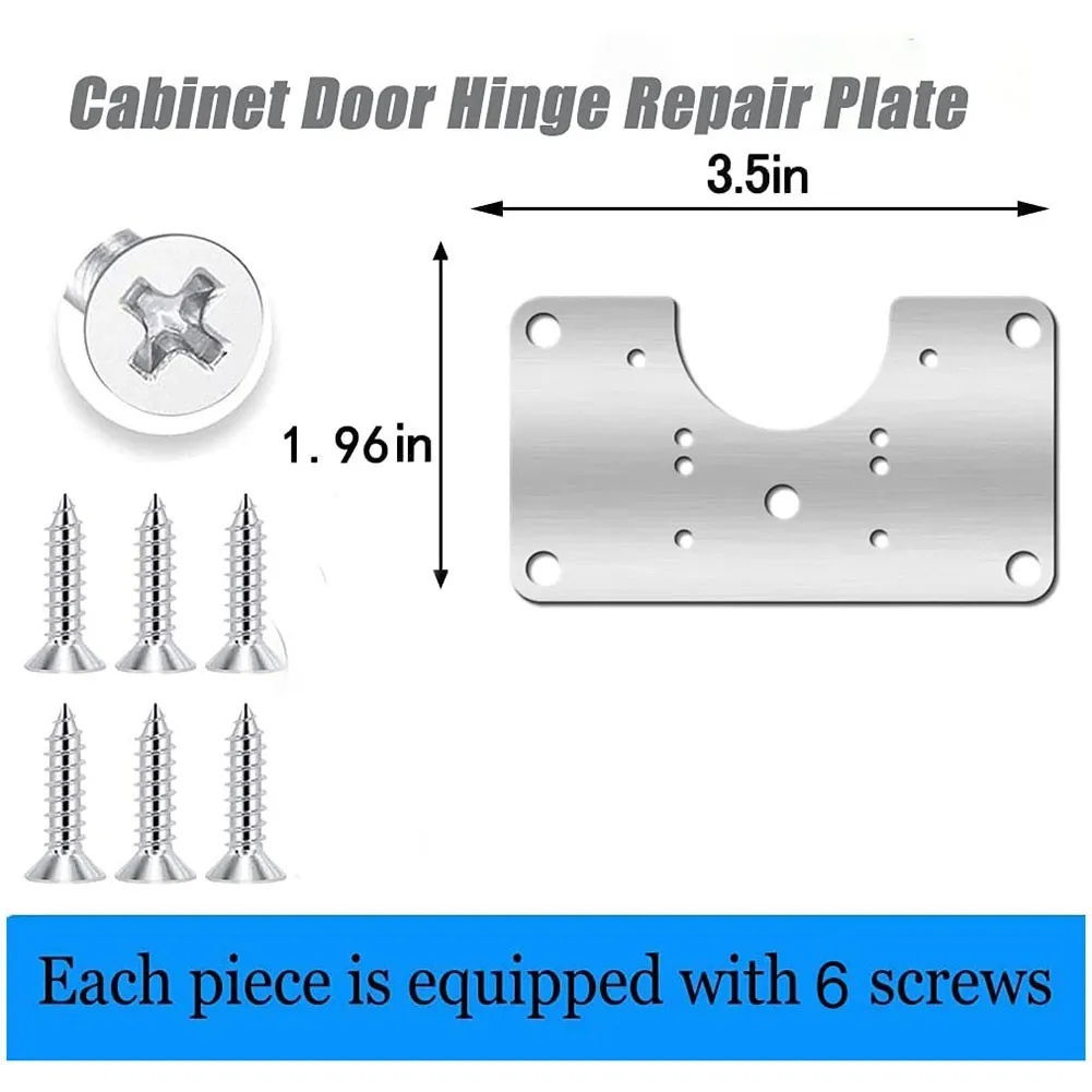 Mounting Plate Set Stainless Steel Hinge Fixing Plate Cabinet Door Maintenance Mounting Plate Restorer Installer Cabinet Hinge