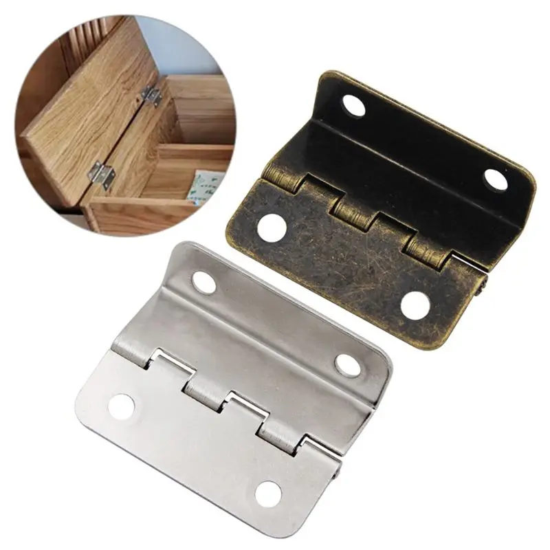 4Pcs Cabinet Door Hinge Luggage Jewelry Wood Boxes Vintage Hinges Home Furniture Decoration with 4 Hole