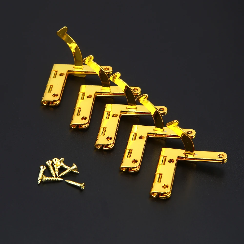 4PCS Golden hinge bisagra 90 degree angle furniture support spring hinge for wine box jewelry gift box furniture accessories