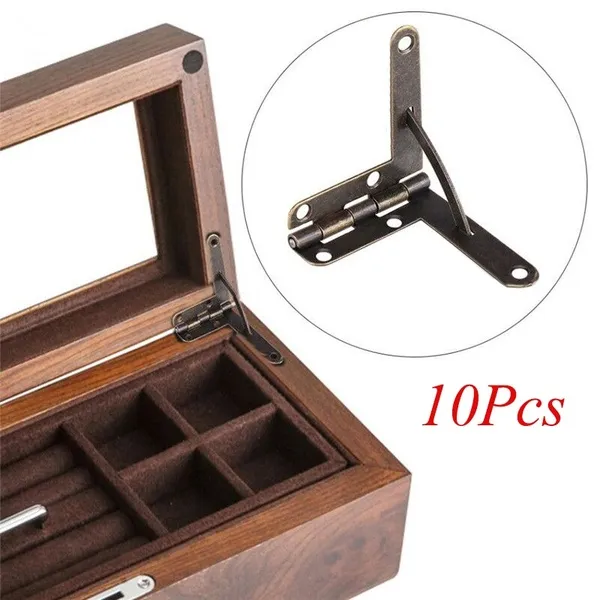10pcs 90 Degree 30X33mm Angle Wooden Box Supports Hinge for Small Wooden Jewelry Wine Case Watch Box Wooden Lid