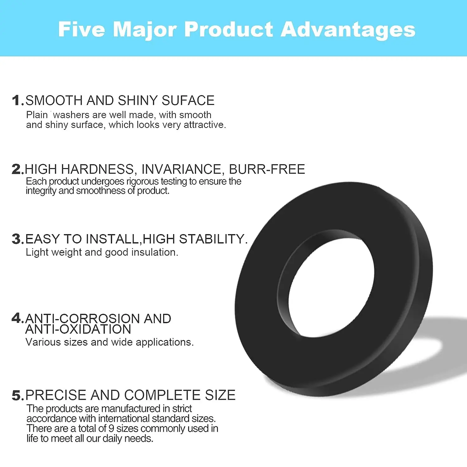 250/300 Pcs Nylon Washers Plastic Insulation Spacers Seals M2 M2.5 M3 M4 M5 M6 M8 Black White Nylon Plastci Pad Ring Set kit