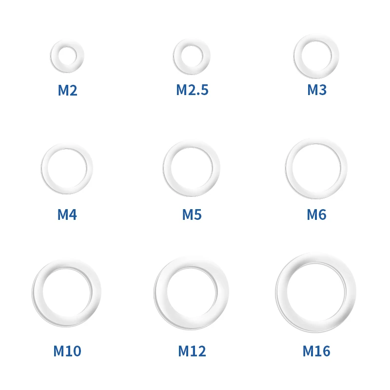 20/100pcs M5 M6 M8 M10 M12 M14 M16 M18 M20 M22 M24 M26 Aluminum Washer Flat Ring Gasket Rings Seal Plain Spacer Washers Fastener