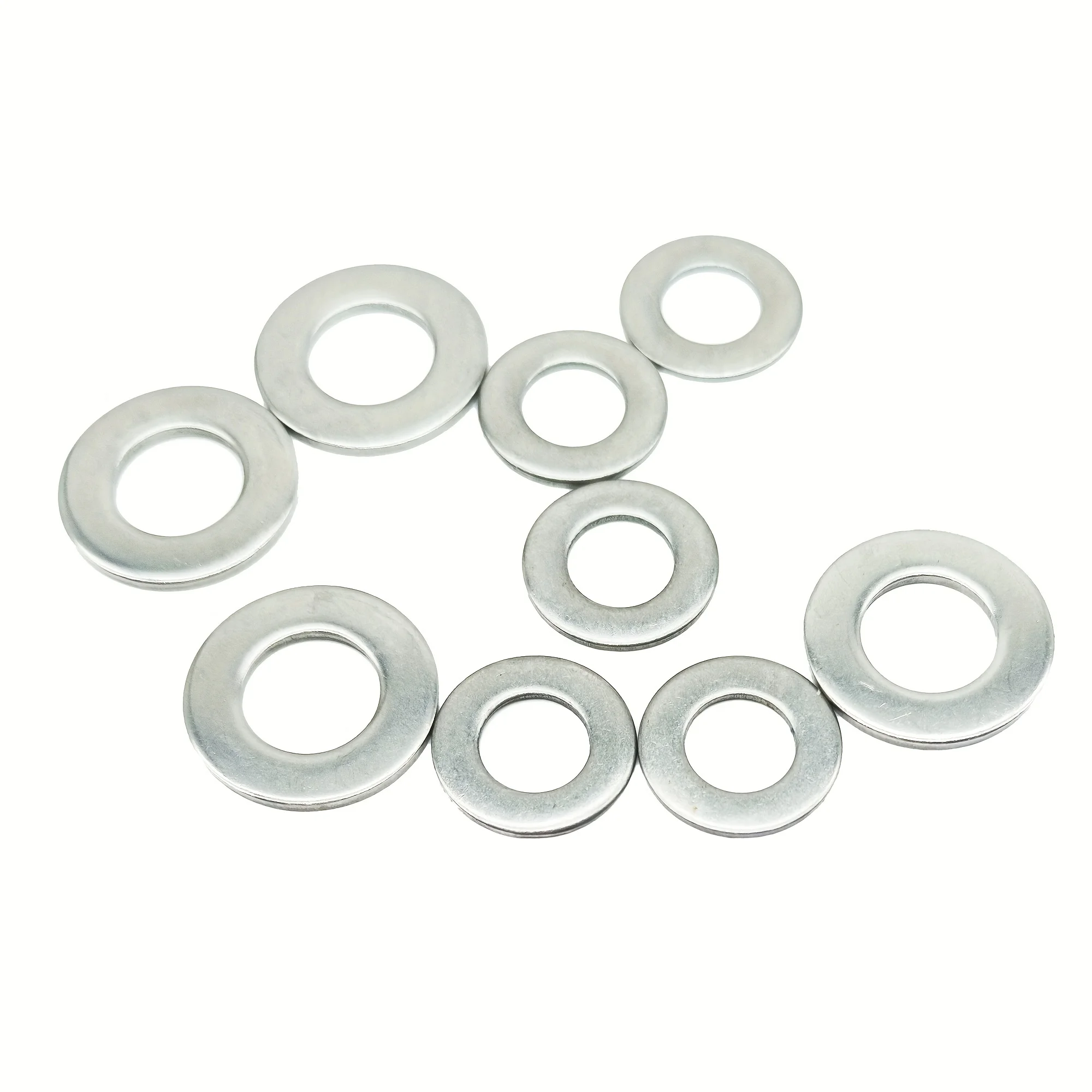 304 Stainless Steel Flat Washers Set 400 Pieces, 8 Sizes - M2 M2.5 M3 M4 M5 M6 M8 M10 Suitable for Home Decoration, Factories Re
