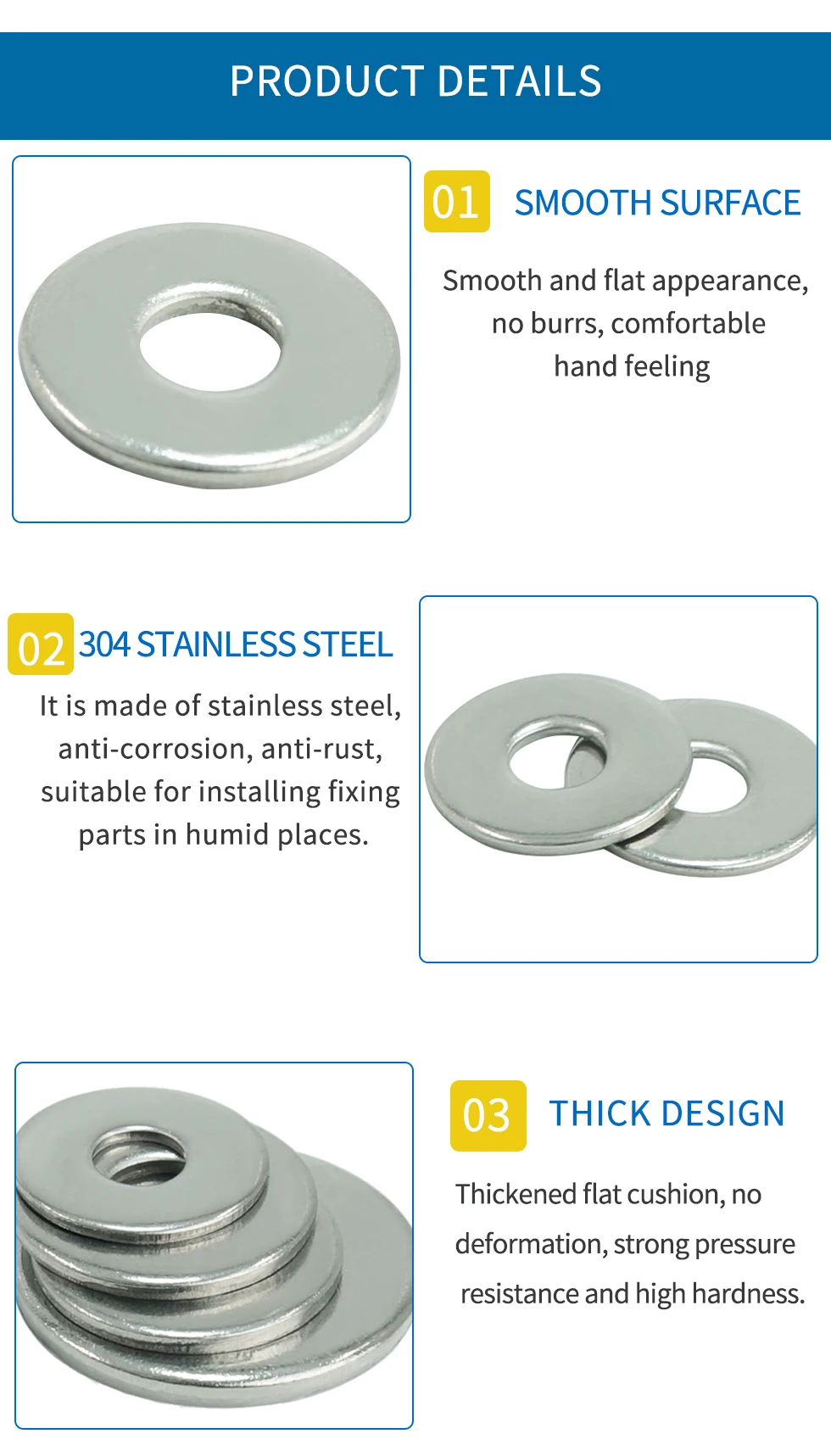 M3/M4/M5/M6/M8/M10 Washer 304 Stainless Steel Big Metal Flat Gasket Meson Plain Washer Hardware Accessories
