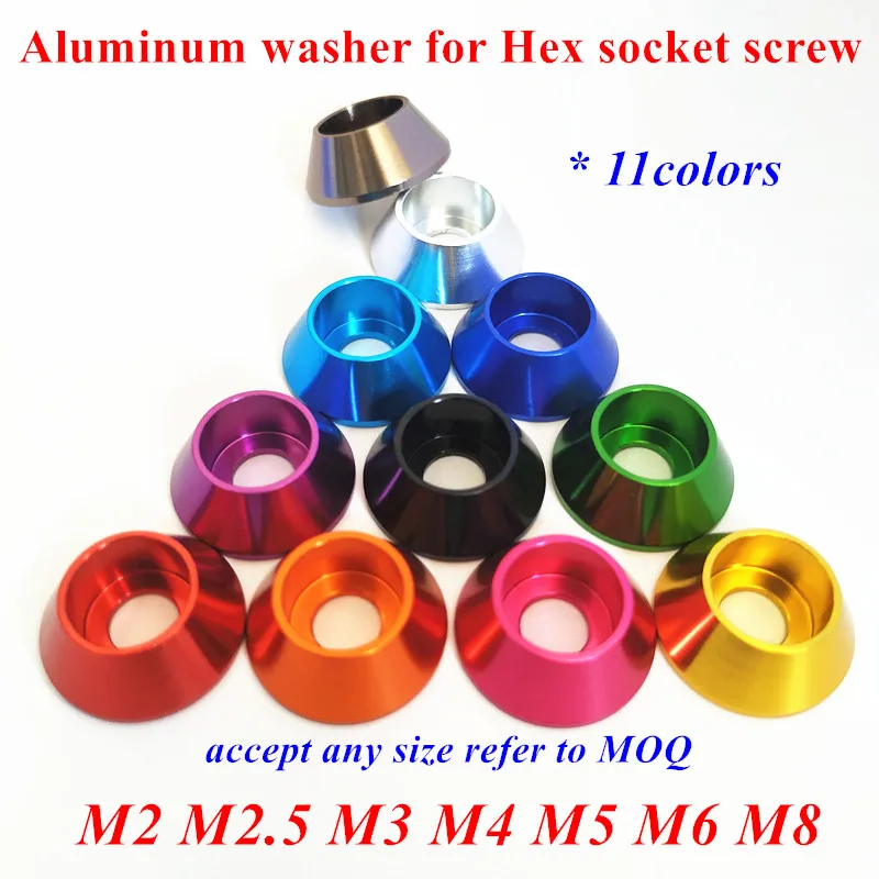 5pcs/10pcs aluminum cap head cone washer M2 M2.5 M3 M4 M5 M6 M8 Corlorful Aluminum Alloy hex cap Head Gasket washer