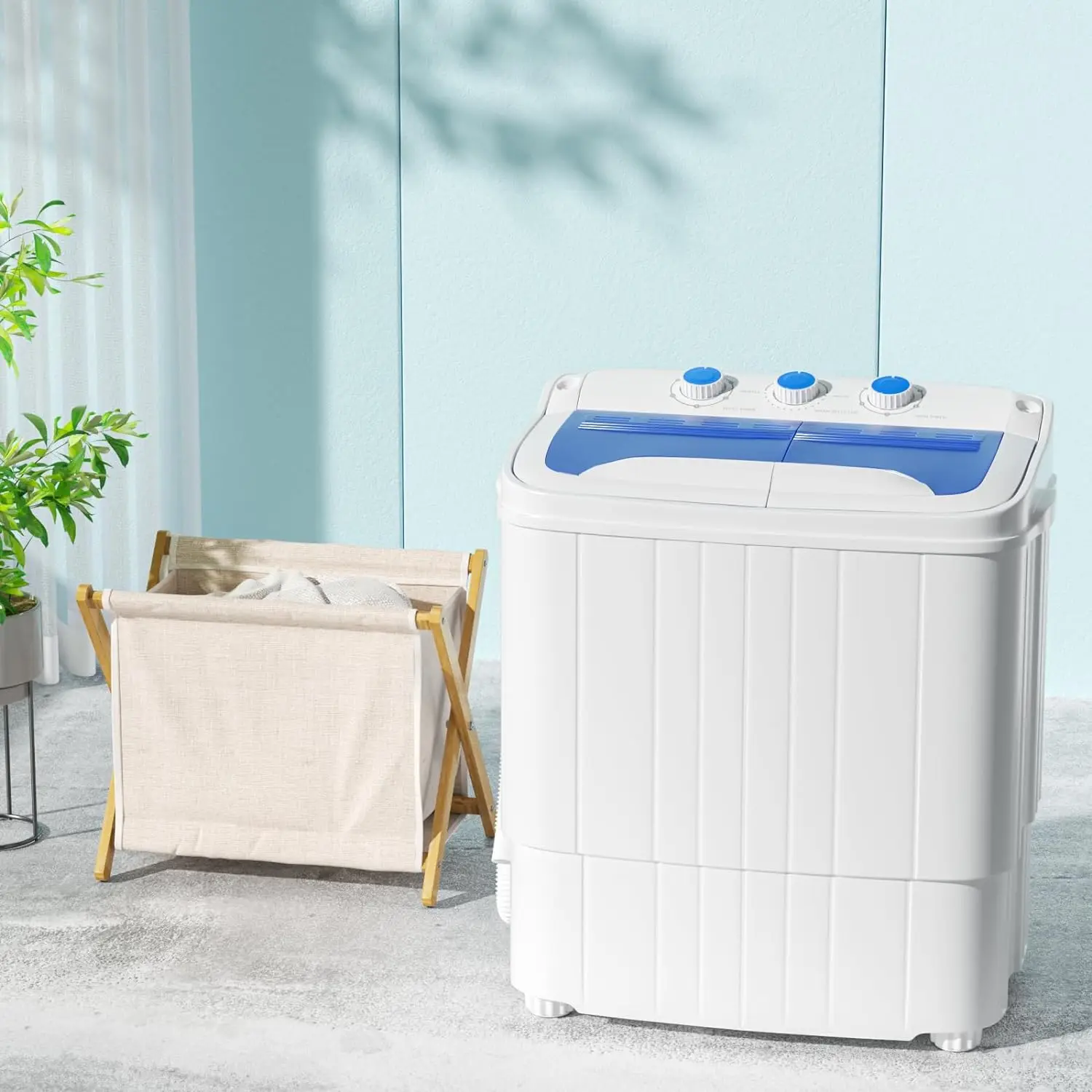 INTERGREAT Portable Waher and Dryer, 14.5 lbs Mini Small Washing Machine Combo with Spin Dryer, Compact Twin Tub Laundry Washer