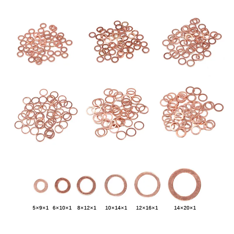 10/50PCS Solid Copper Washer Gasket Flat Ring Seal Sump Plug Oil Seal Fittings Washers Fastener Hardware Accessories