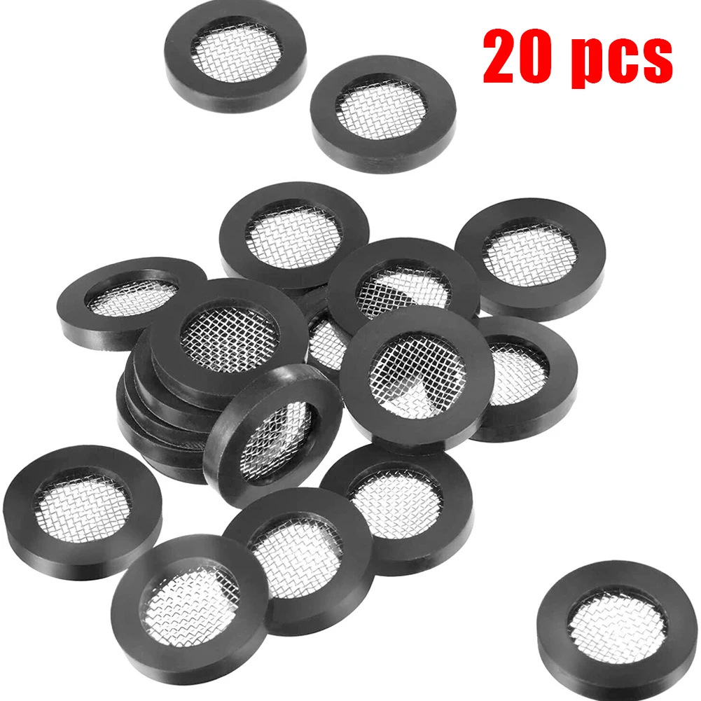 20 PCS Rubber Gasket With Net Shower Head Filter Plumbing Hose Seal Faucet Replacement Part Washer Sink Strainer Tool