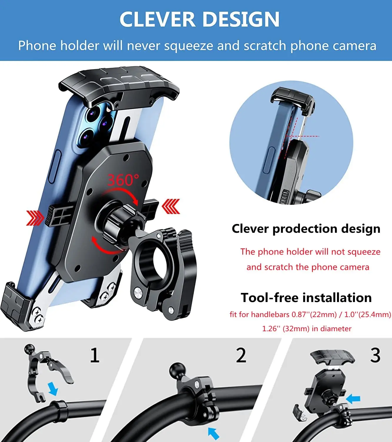 Motorcycle Mobile Phone Bracket Bicycle Quick Installation Handle Clip ApplicableTo Aluminum Alloy Mounting Base Of Scooter