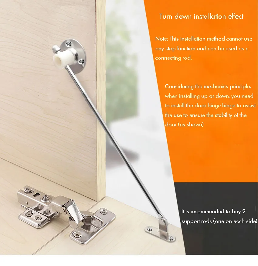 Bright Surface Furniture Hardware Lid Support Hinges Stay Soft Down Lid Support Cabinet Door Kitchen Cupboard Hinges 230mm Long