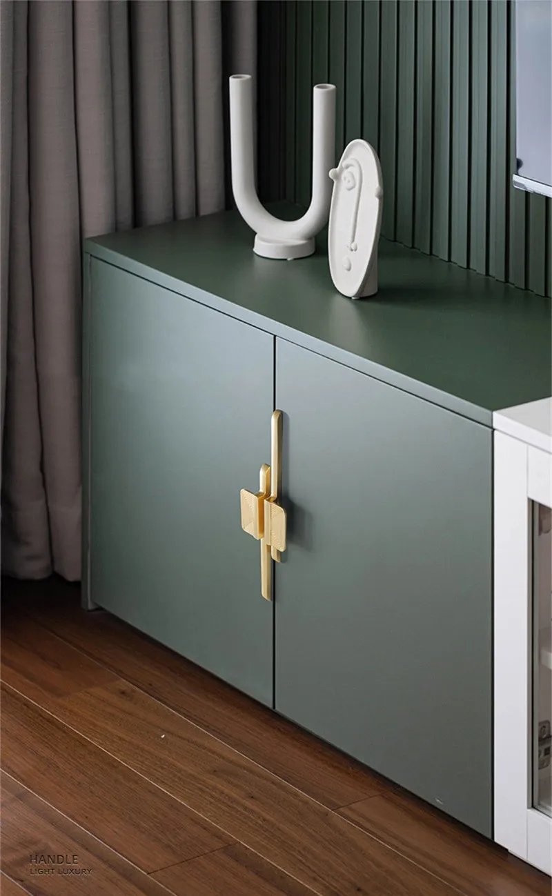 KK&FING Copper Brushed Cabinet Pulls Zinc alloy Cupboard Hhandle Furniture Wardrobe Knobs Kitchen Gold Cabinet Handles Hardware