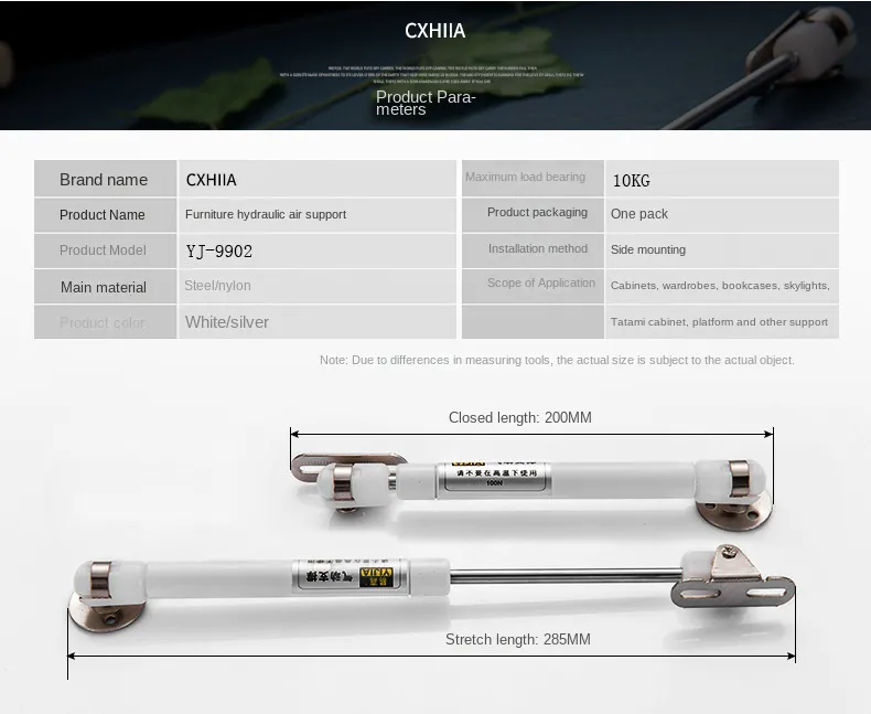 CXHIIA 100n10kg Cabinet Door White Hydraulic Gas Strut Cabinet Lifting Telescopic Rod Furniture Soft Opening And Closing Strut
