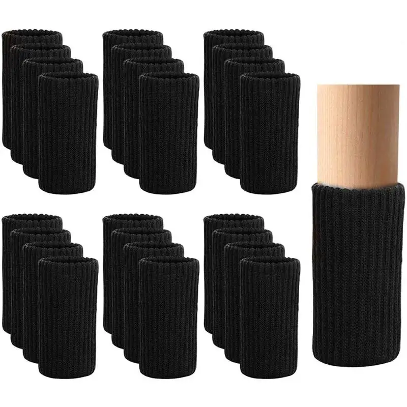 24pcs Furniture Leg Socks Knitted Chair Leg Floor Protectors Non Slip Furniture Booties Thickening Table Feet Covers Chair Caps