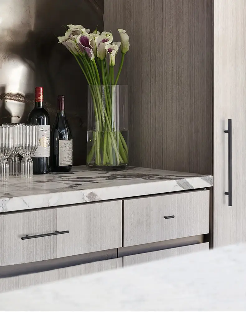 Furniture Handles Wardrobe Door Pull Stainless Steel Drawer Handle T Bar Straight Kitchen Long Cabinet Closet Knob Black Silver