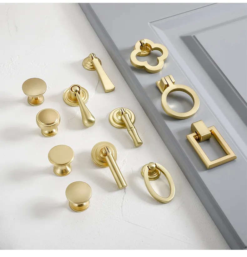 Gold Cabinet Pulls Solid Zinc Alloy Kitchen Cupboard Single hole for bedside table Handle Drawer Knobs Furniture Handle Hardware