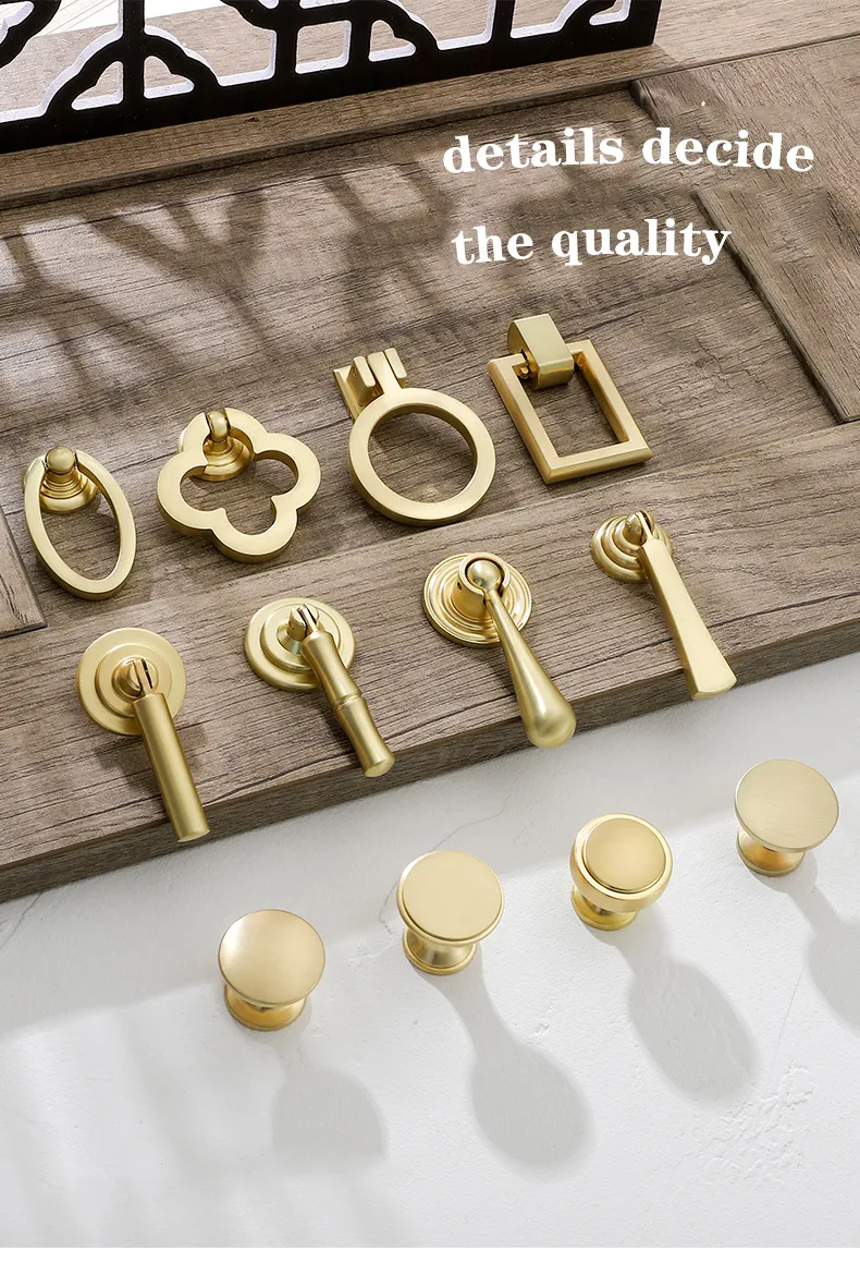 Gold Cabinet Pulls Solid Zinc Alloy Kitchen Cupboard Single hole for bedside table Handle Drawer Knobs Furniture Handle Hardware