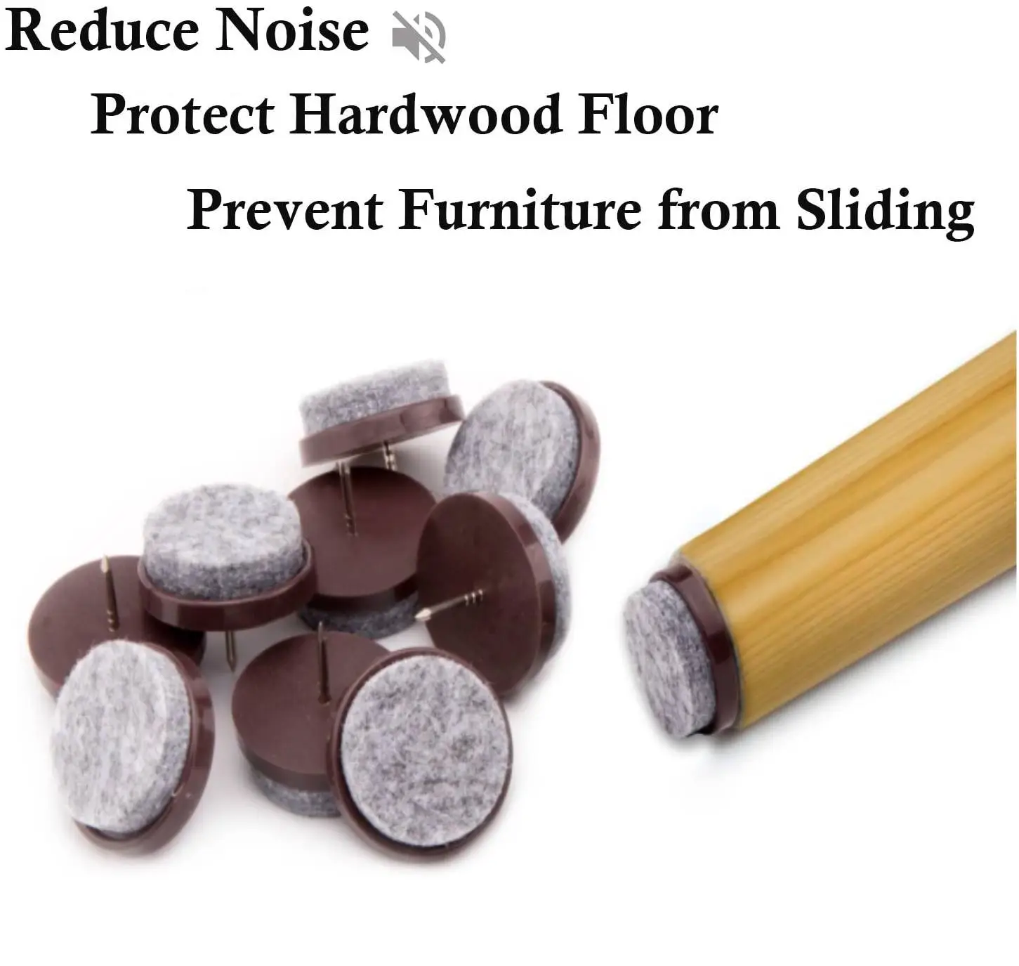 20pcs Slider Glide Pad Round Nail-on Furniture Felt Pad Reduce Noise Floor Protector for Cabinet Sofa Couch Chair Table Leg Feet