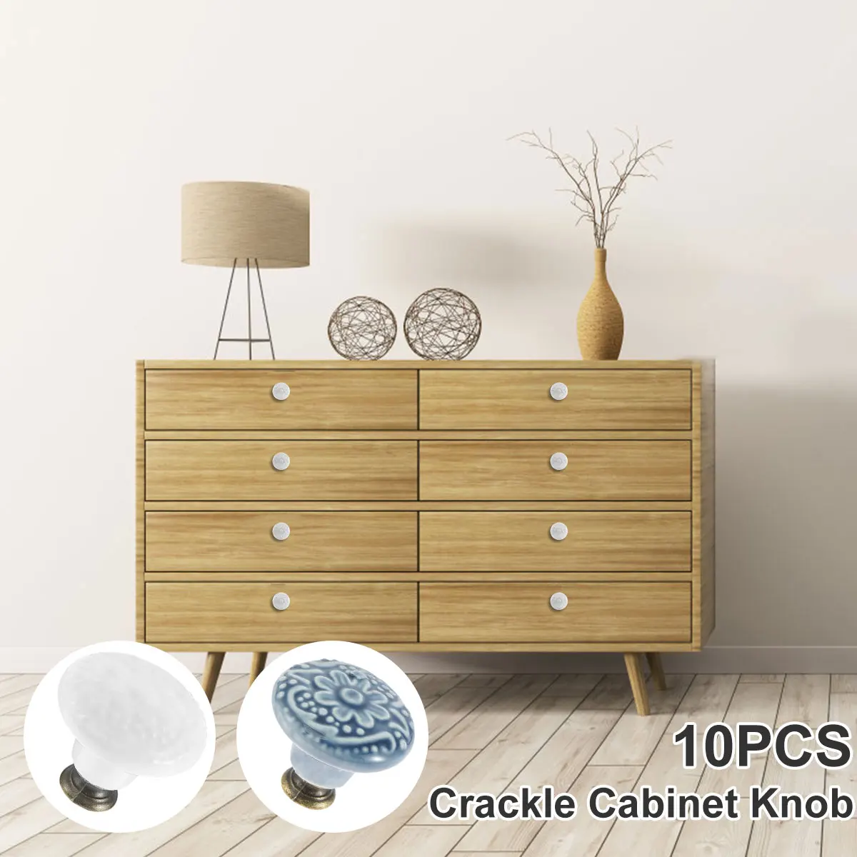 10 Pcs Drawer Pull Handles Round Cabinet Knobs Vintage Ceramic Door Knobs for Closet Cupboard Wardrobe Dresser Kitchen Furniture