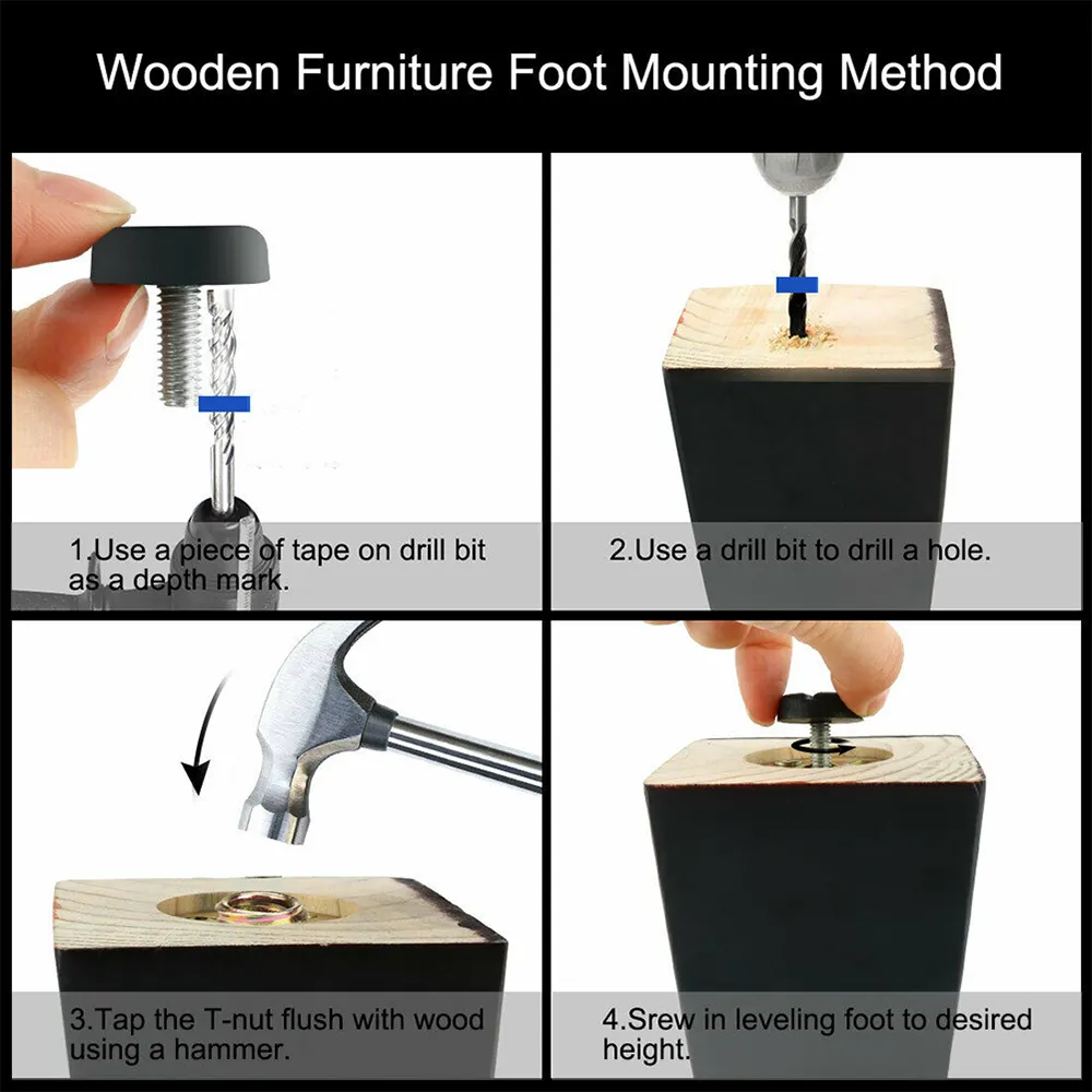 2-10pcs Leveling Foot Screw On Type Plastic Furniture Table Chair Sofa Leg Anti-slip Feet Adjustable Leveler Base Bolt Pad M6 M8