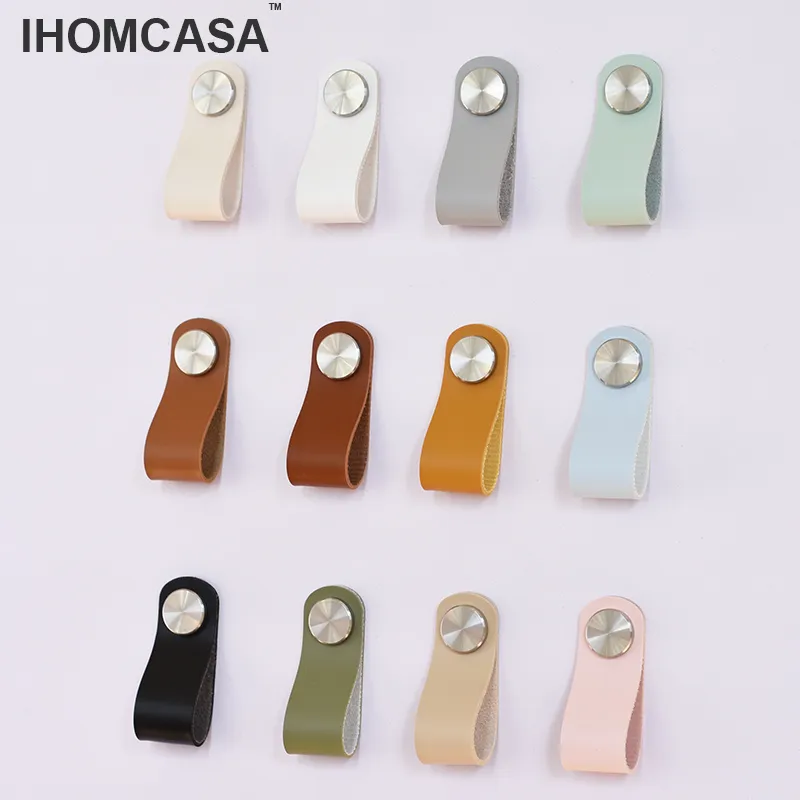 IHOMCASA12 Colors Nordic Furniture Drawer Knob Brass Wardrobe Cupboard Cabinet Handle Door Pulls Eco-Friendly Artificial Leather