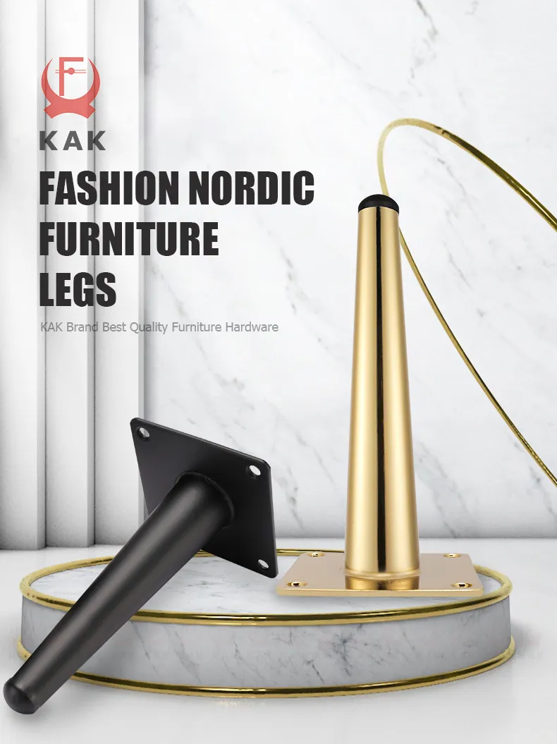 KAK 4Pcs Black Furniture Leg Gold Table Feet Replacement Cabinet Sofa Metal Feet with Screws 800KG Non-Punch Furniture Hardware