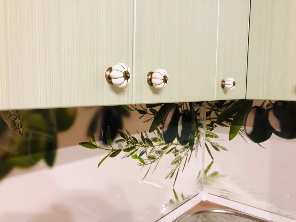 KAK Pumpkin Ceramic Handles 40mm Drawer Knobs Cupboard Door Handles Single Hole Cabinet Handles with screws Furniture Handles