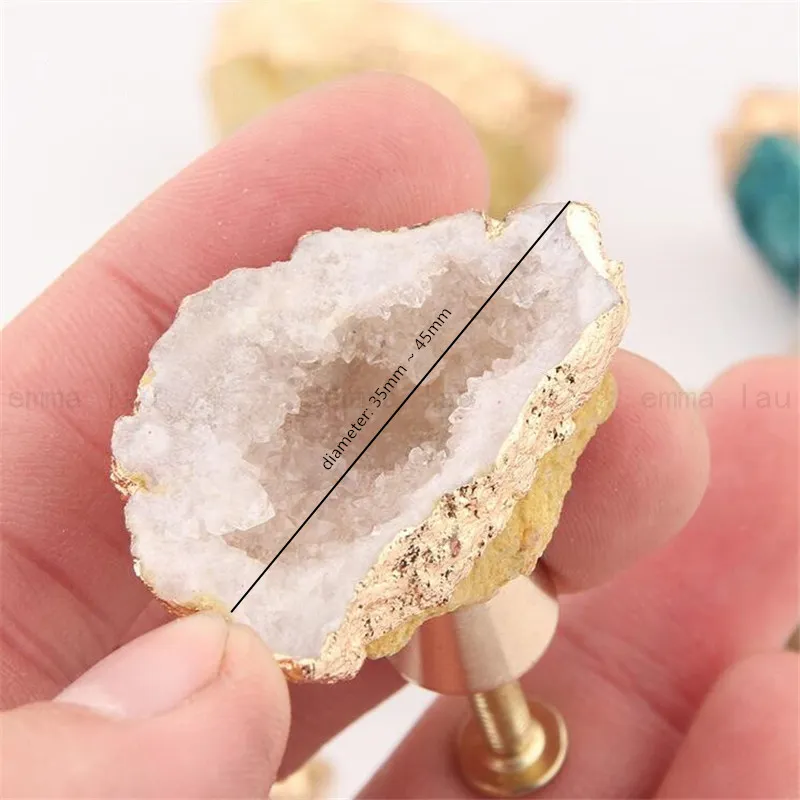Natural Rough Stone Furniture Handle Door Knobs Crystal Brass Single Hole Handles for Cabinet Kitchen Cupboard Drawer Pulls