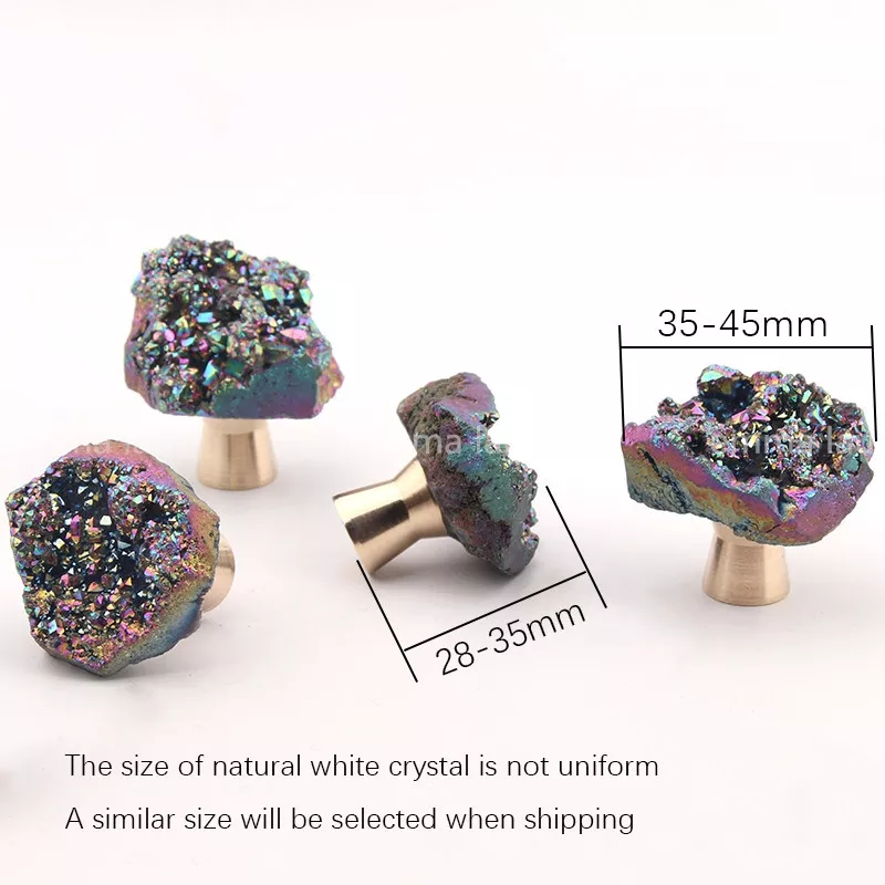 Natural Rough Stone Furniture Handle Door Knobs Crystal Brass Single Hole Handles for Cabinet Kitchen Cupboard Drawer Pulls