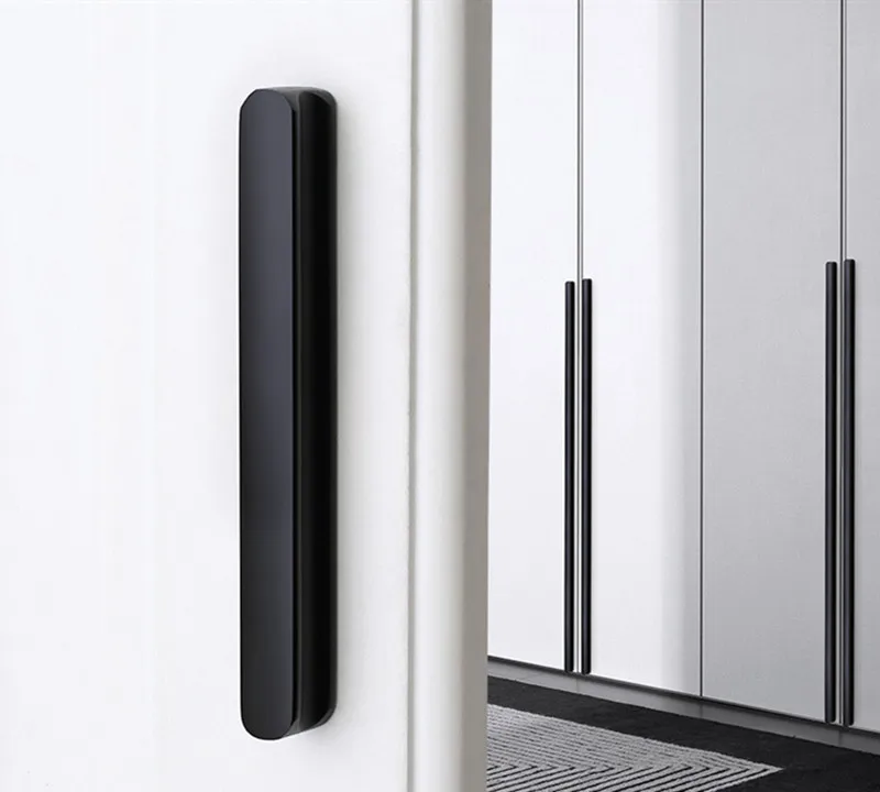 VARMSTUGA American Simple Black Aluminum Alloy Kitchen Cabinet Door Knobs and Handles Drawer Pulls Furniture Handle Hardware