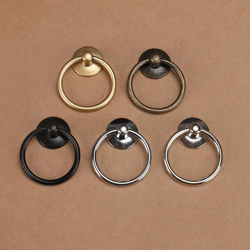 2Pc Vintage Round Ring Furniture Door Pull Handle Alloy Cabinet Dresser Drawer Knobs Handle Cupboard For Jewelry Box Door Ring