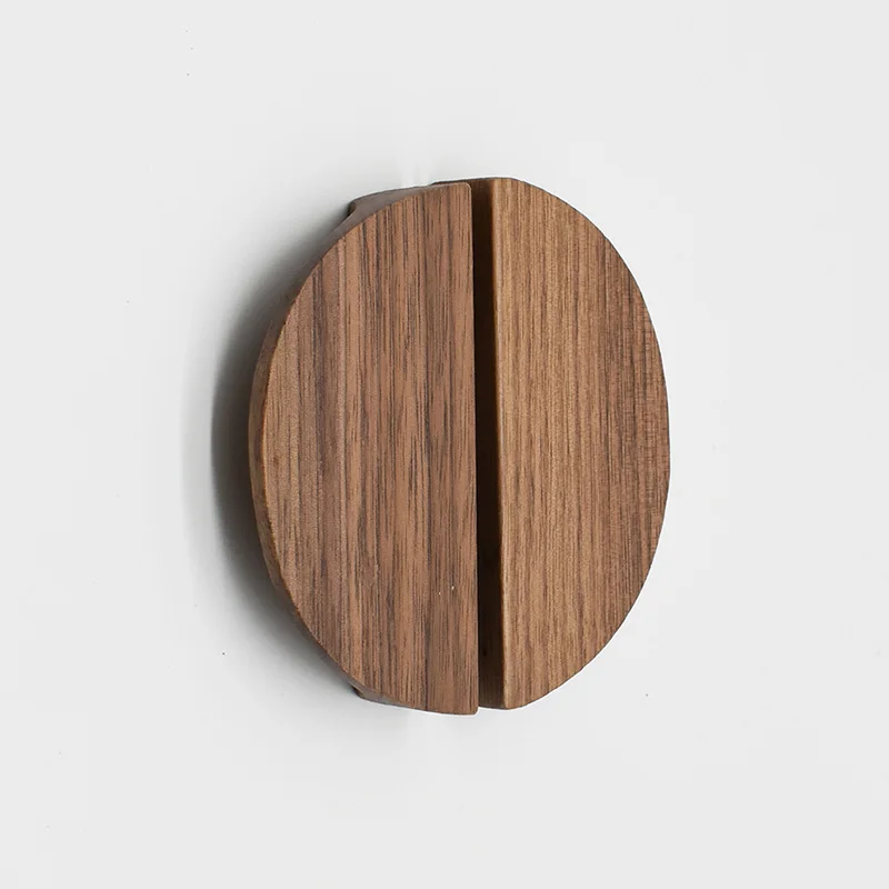 Semicircle Wooden Kitchen Cabinet Drawer Handles Natural Walnut Wardrobe Pulls Hardware Furniture Accessories Door Pulls