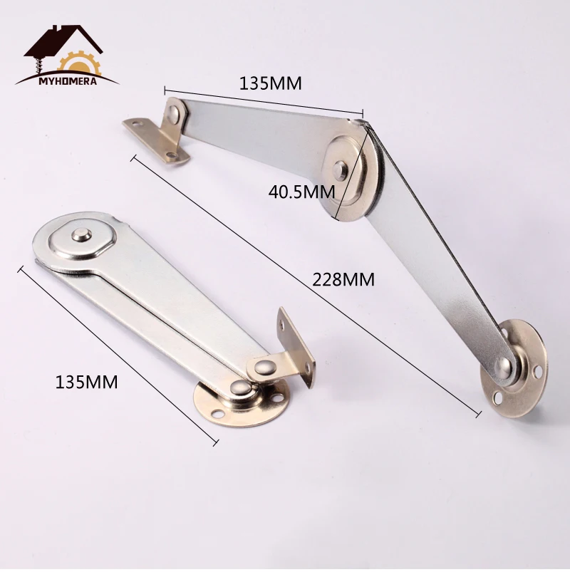 Myhomera 1 Pair Cabinet Hinges Furniture Door Lift Support Lid Kitchen Cupboard Tatami Heavy Load 45 / 75 / 90 Degree Open/Close