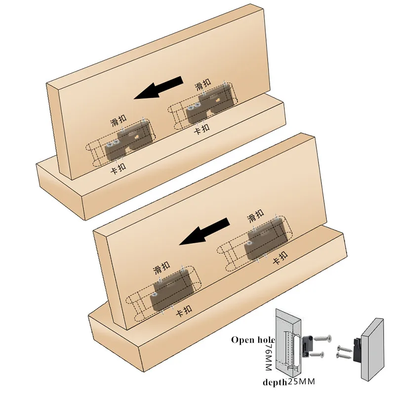 5pcs Nylon Cabinet hinge Hidden Wood Board Connector Fixed Shelf support combination fastener buckle cabinet hardware furniture